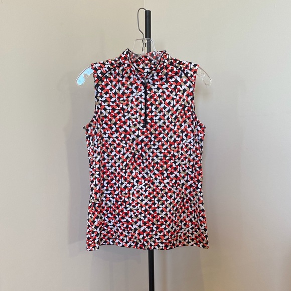Tail Tops - TAIL White Label Sleeveless 1/4 Zip Top Orange/Black pattern
